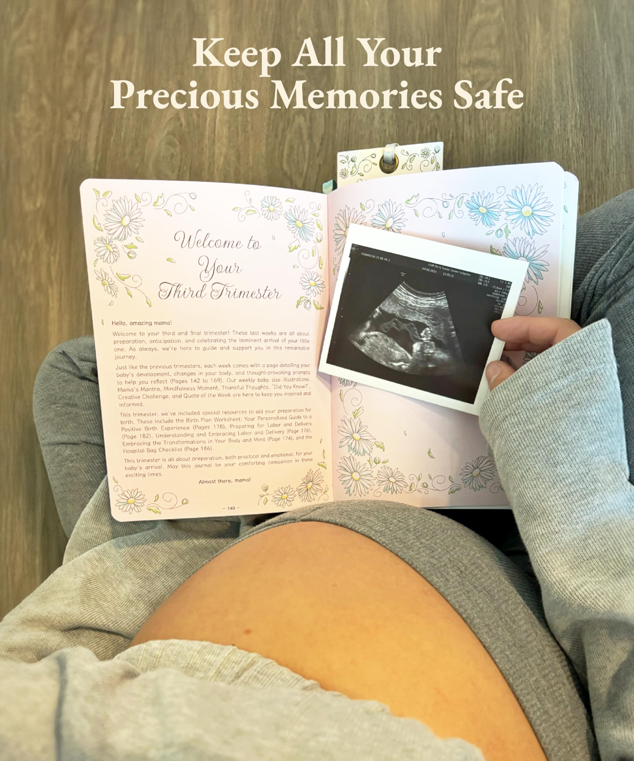 Luminate Press keepsake journal sonogram envelope stores precious images.