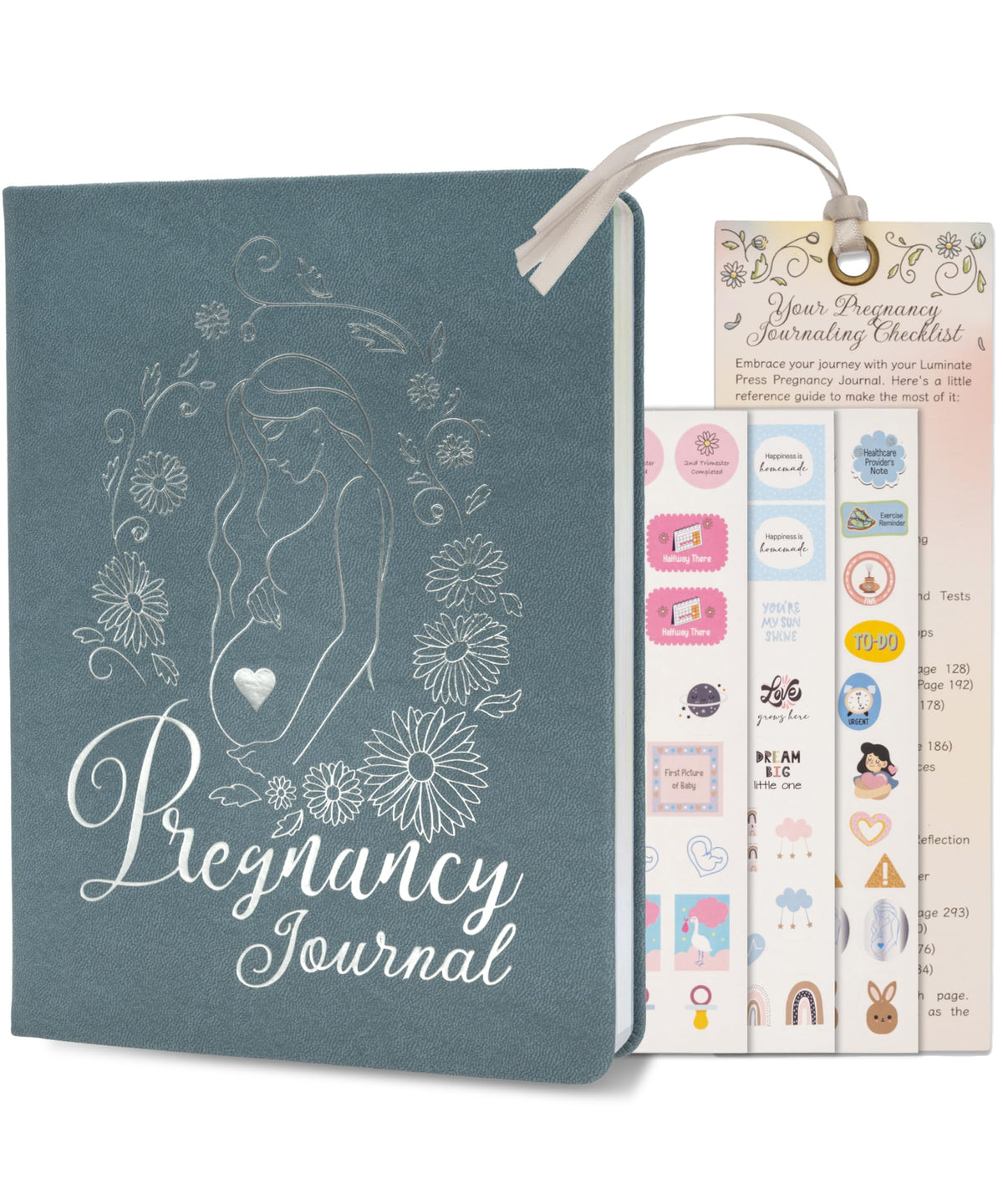 Luminate Press keepsake pregnancy journal cover in vegan leather offers durable, premium protection for memories.