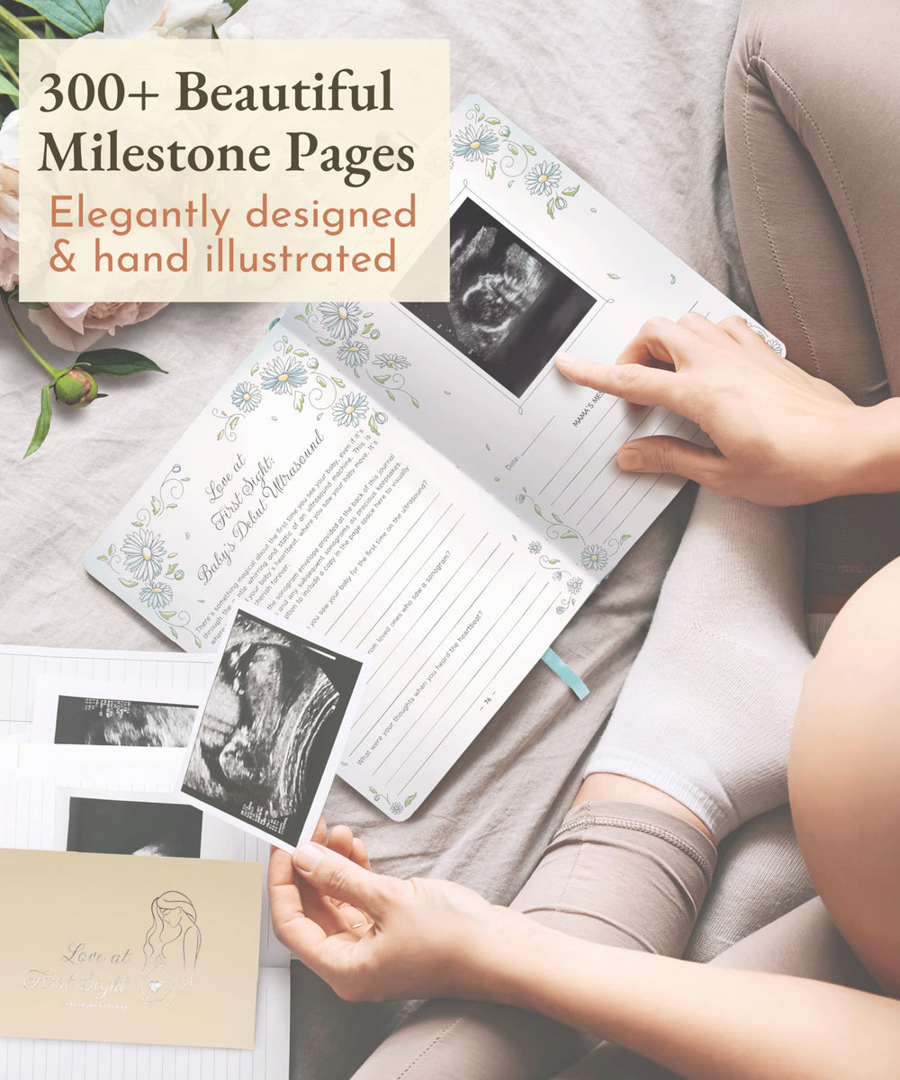 Luminate Press keepsake pregnancy journal pages show 338 acid-free pages for lasting memories.