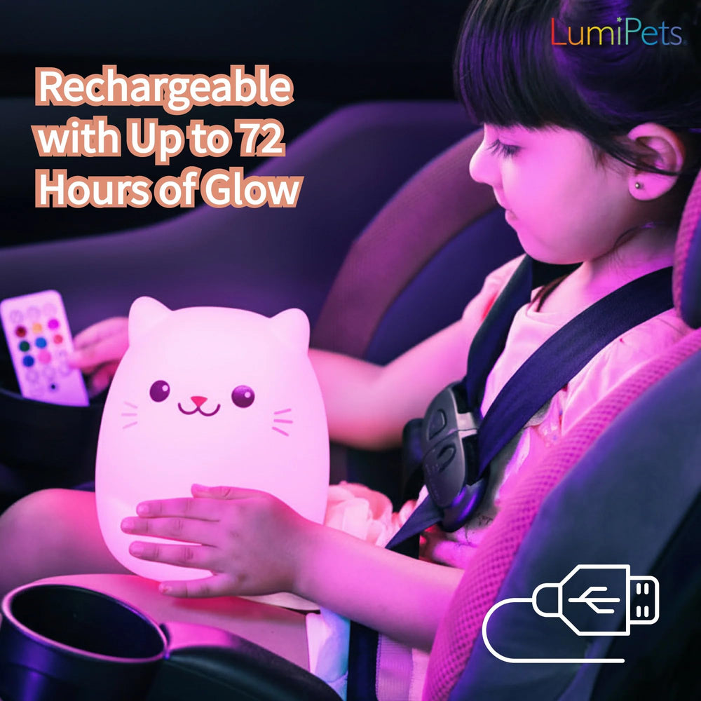 Lumipets Clive cat silicone night light that’s safe to touch and washable