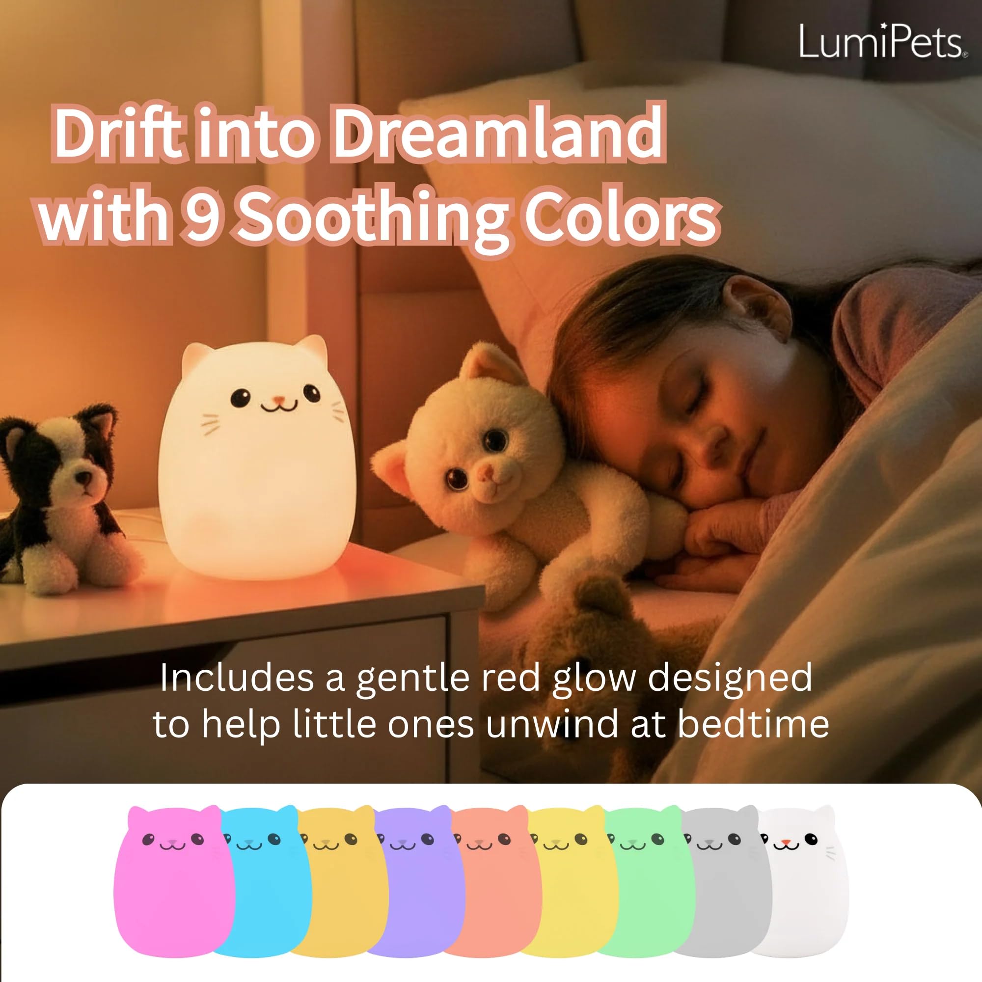 Lumipets Clive cat night light with USB-C charging and long battery life