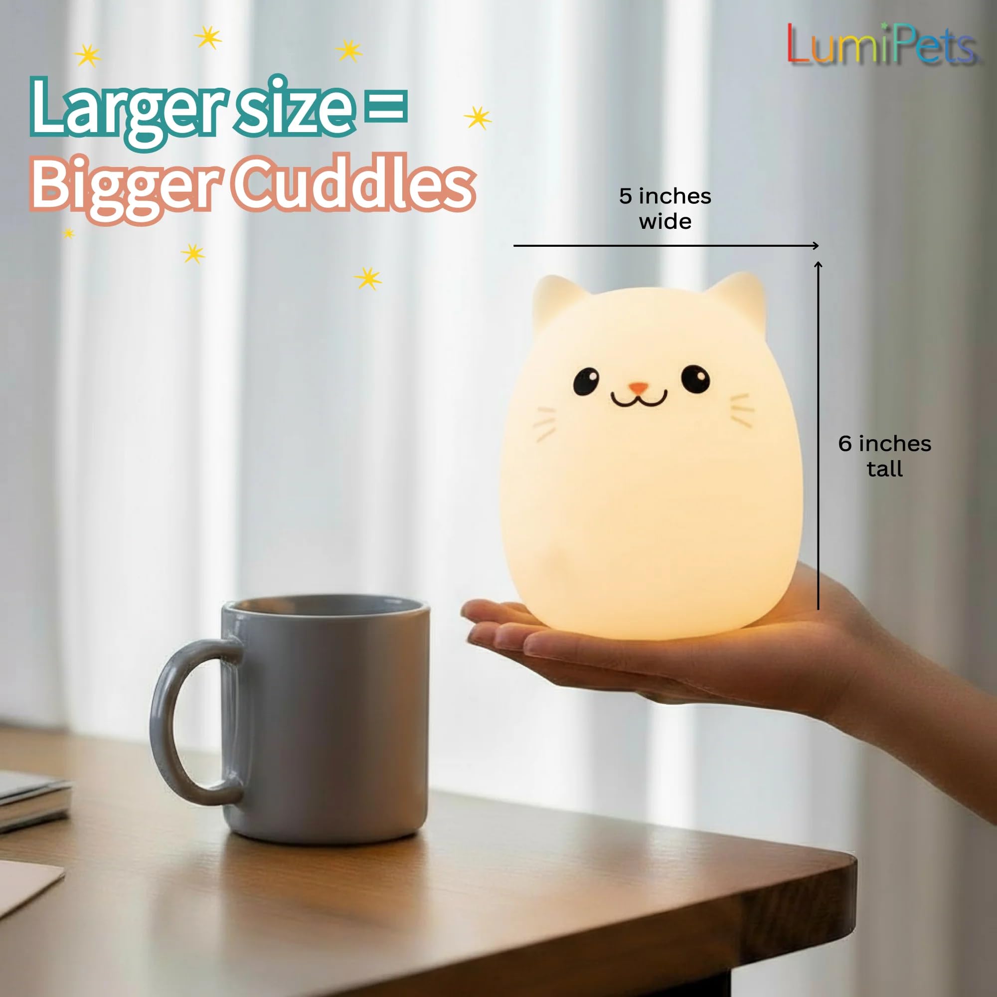 Lumipets Clive night light shown in nursery setup for bedtime routine