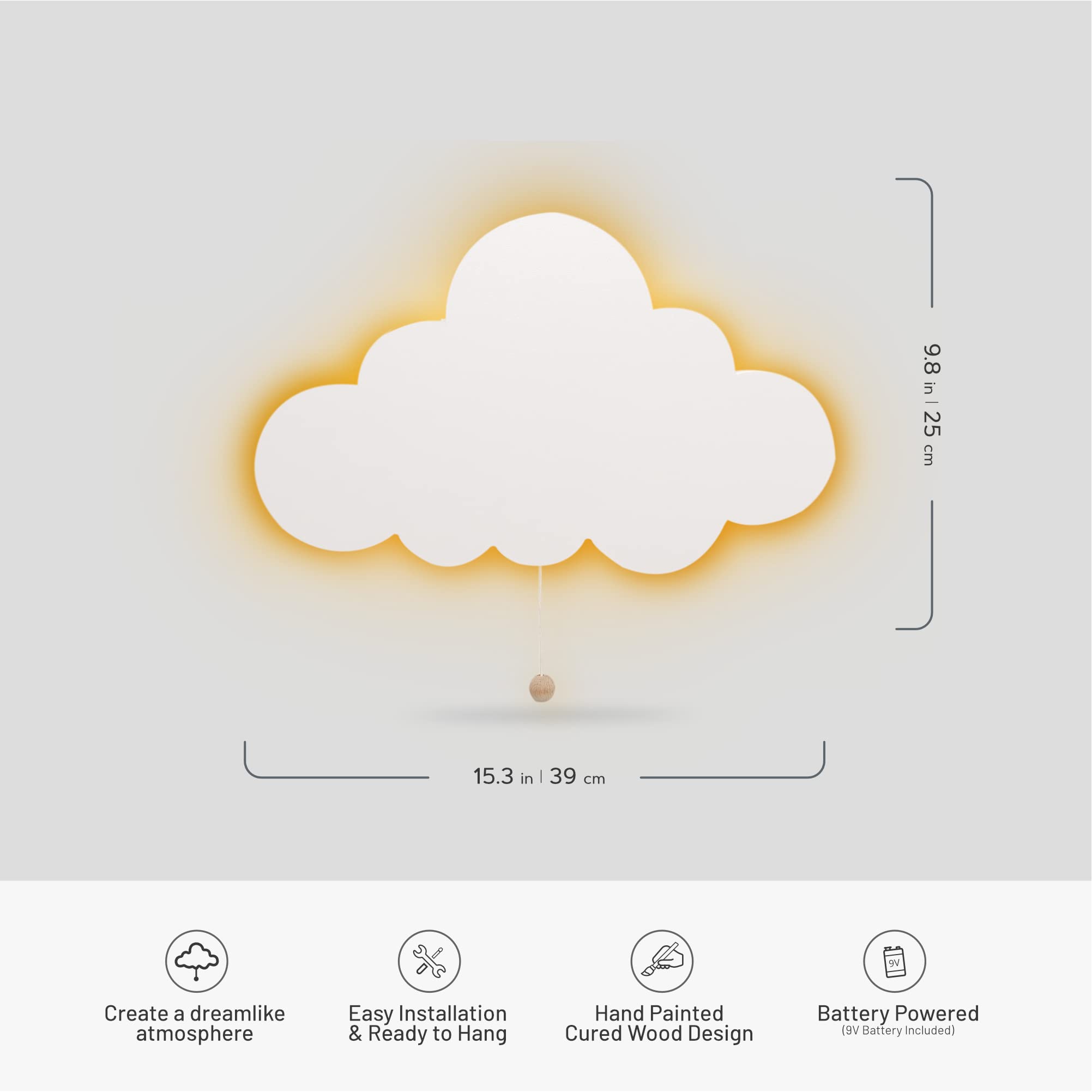 Lumipets Cloud Nursery Decor pull-switch night light for simple bedtime routines.