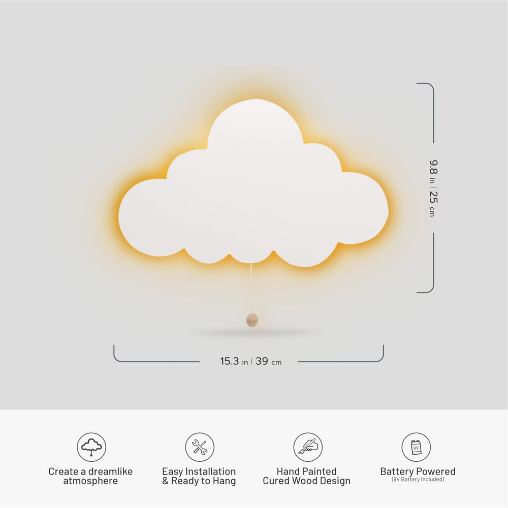 Lumipets Cloud Nursery Decor pull-switch night light for simple bedtime routines.