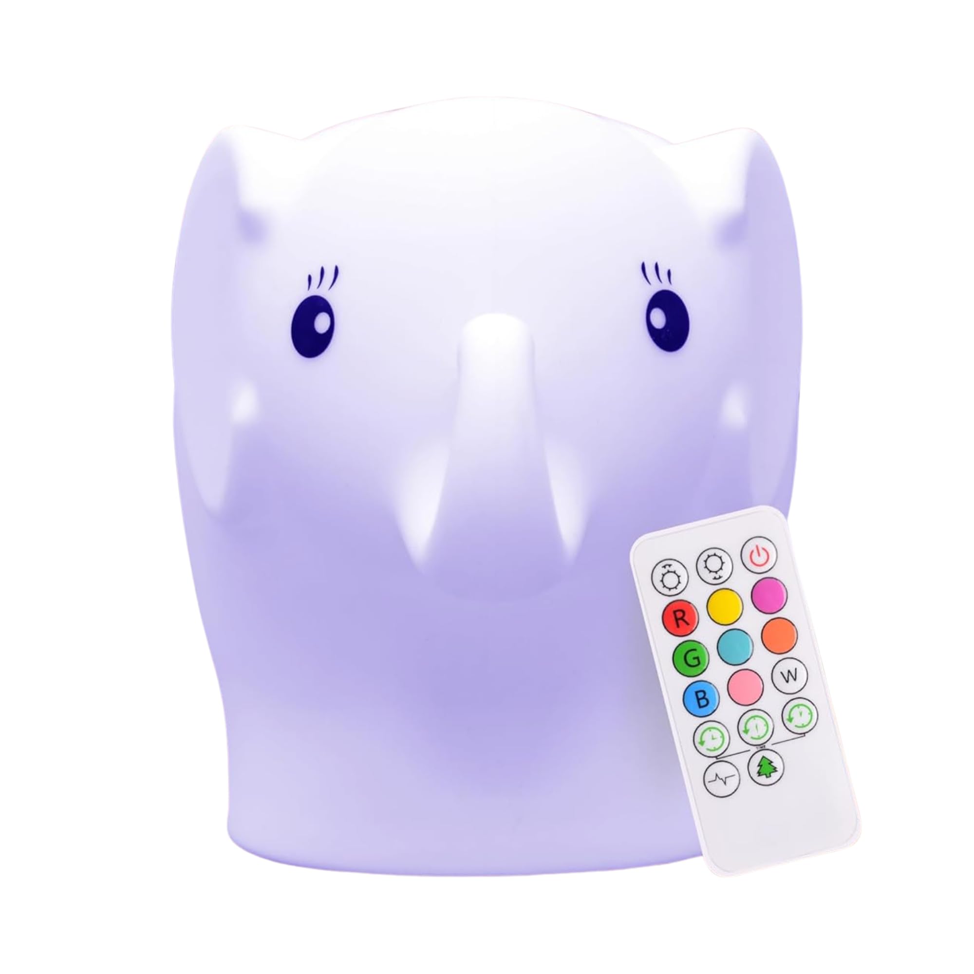Lumipets Eggbert elephant night light front view glows warmly for bedtime.