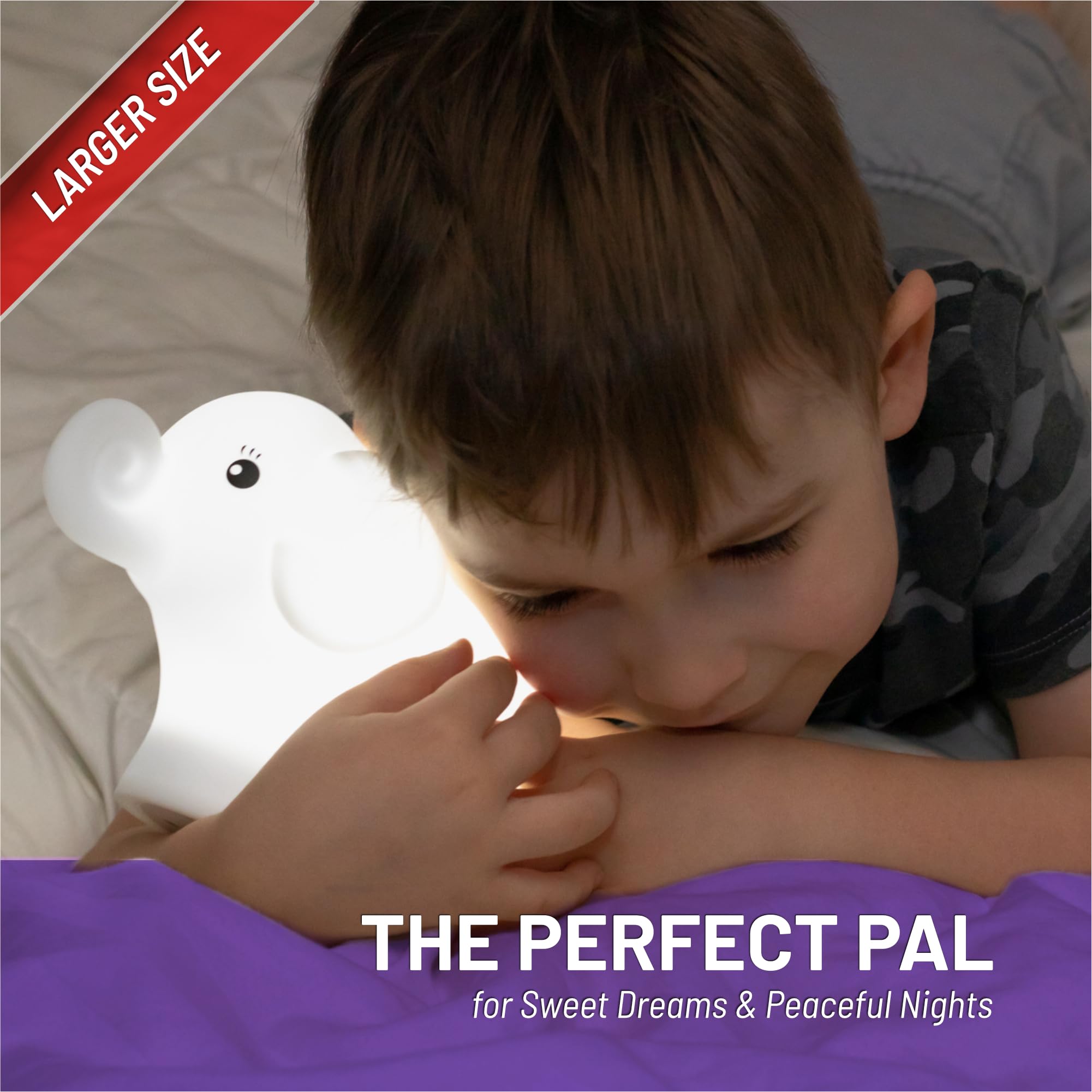 Lumipets Eggbert squishy silicone close-up shows soft, safe baby night-light material.