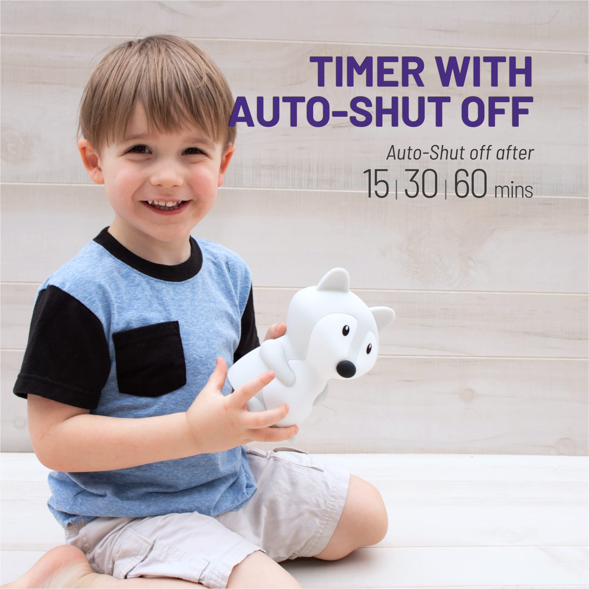 Lumipets Fiona the Fox brightens or dims with 12 levels for any room mood.