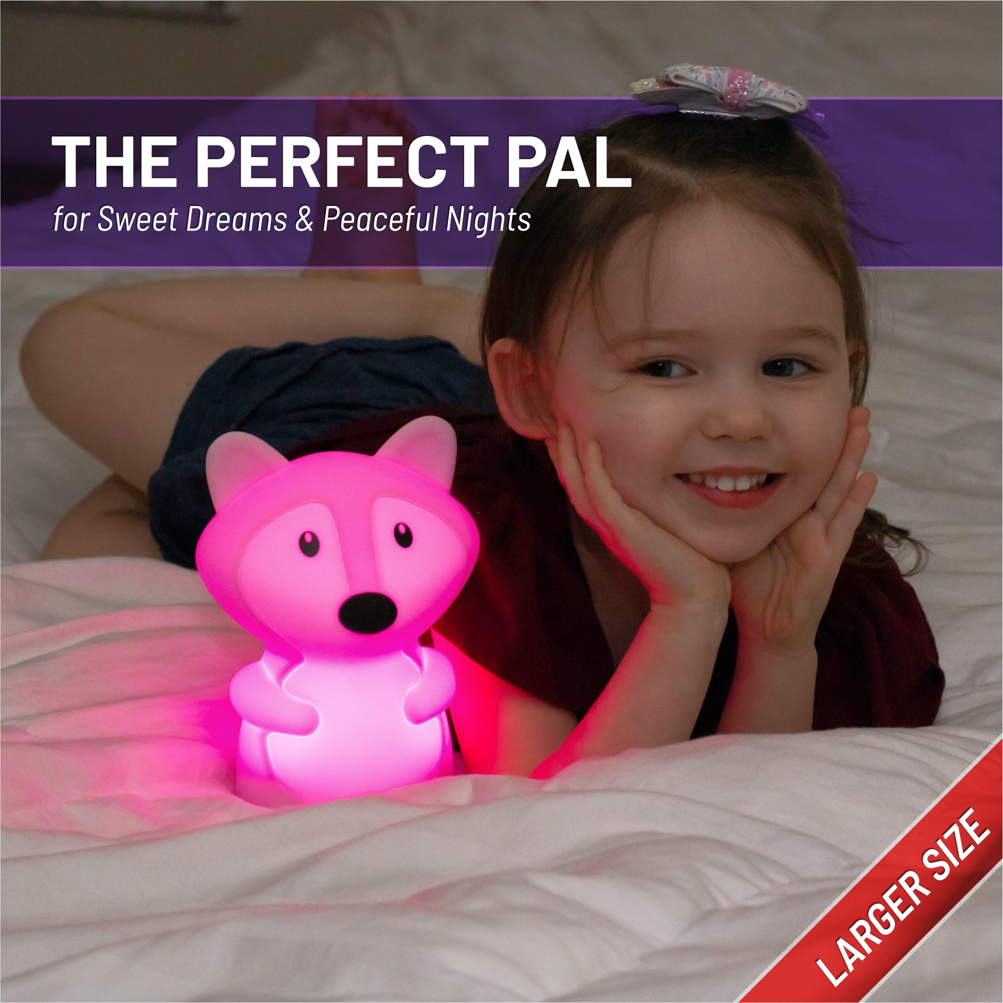 Lumipets Fiona the Fox color-changing lamp offers nine hues for mood-setting play.