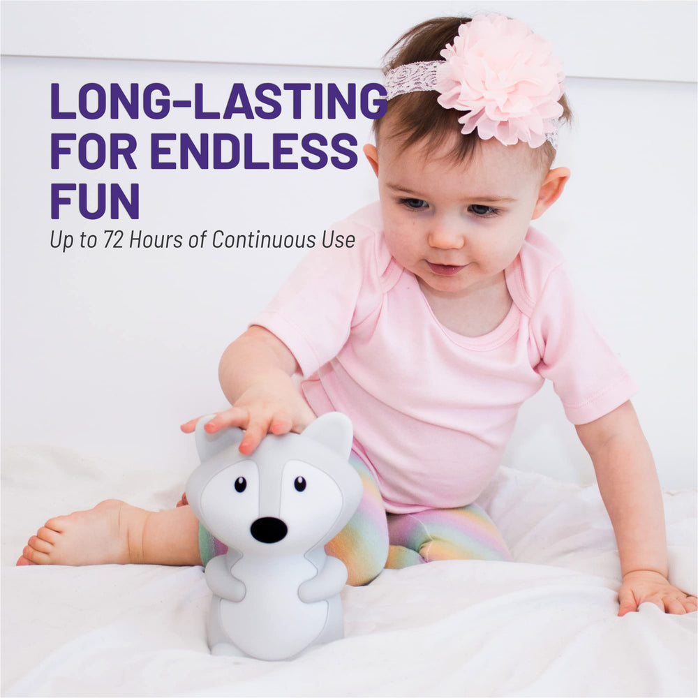 Lumipets Fiona the Fox USB-C recharge provides up to 72 hours of gentle glow.