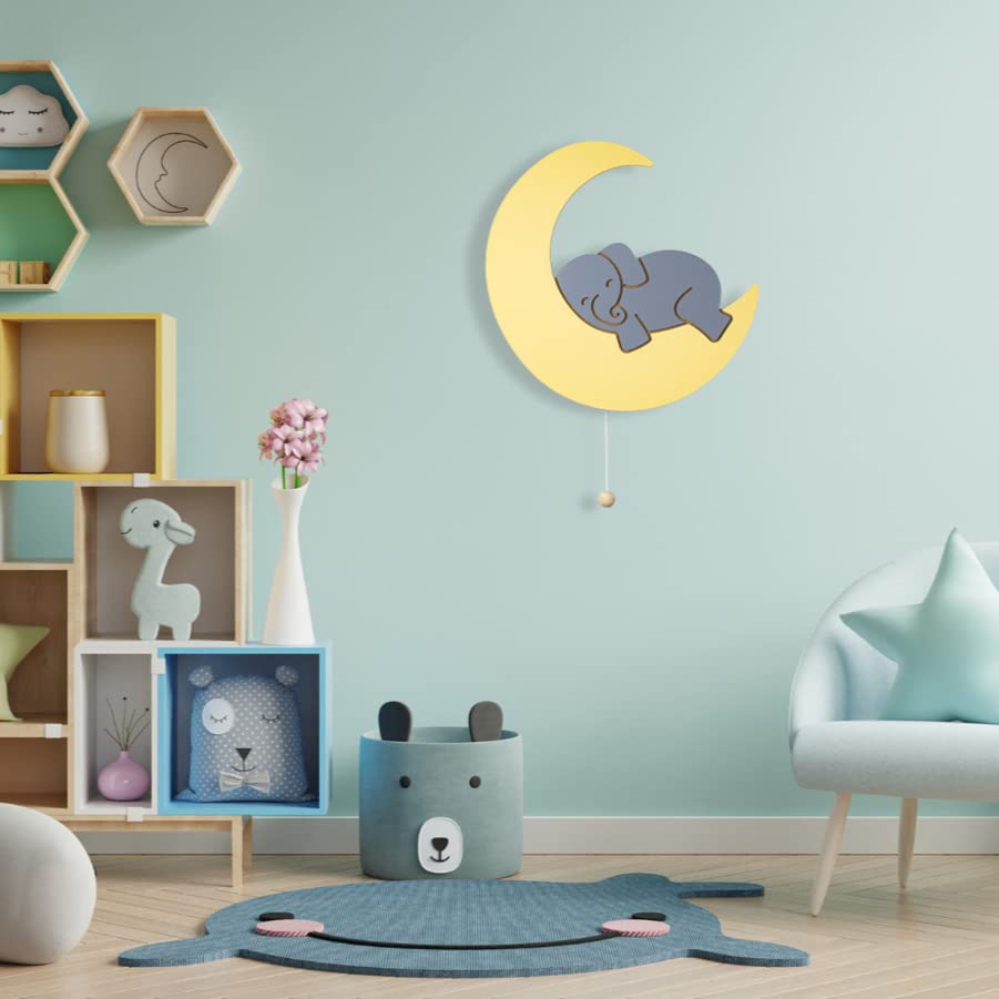 Lumipets lighted elephant on moon creates a cozy nightlight for peaceful bedtimes.