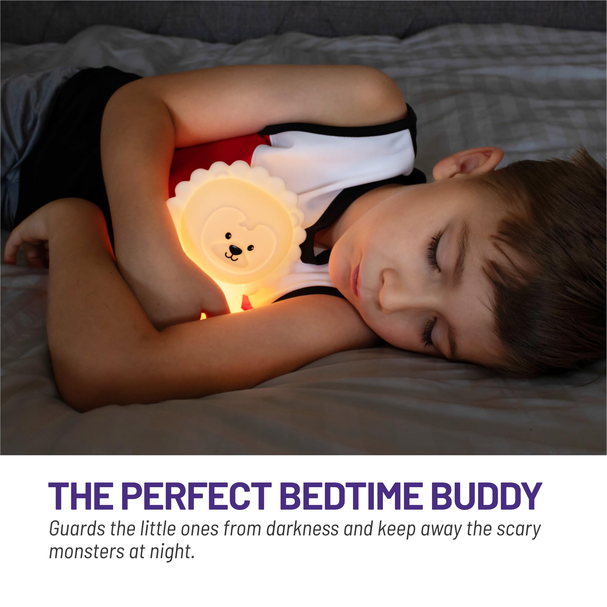 Lumipets Lion design night light brightens a kid's room as cute decor.