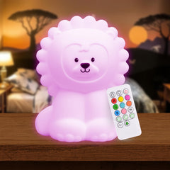 Lumipets Lion night light remote enables easy color choices at bedtime.