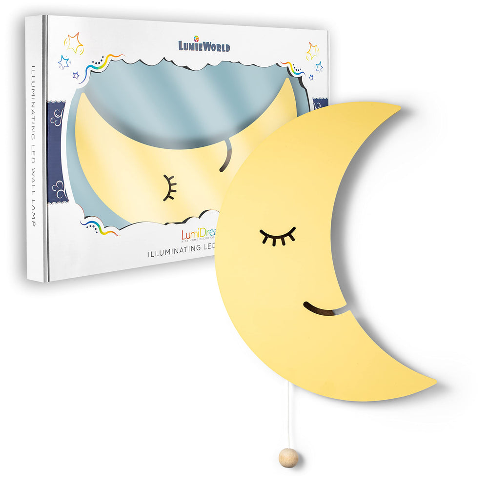 Lumipets Moon Wall Light bedtime-scene helps create a peaceful sleep space.
