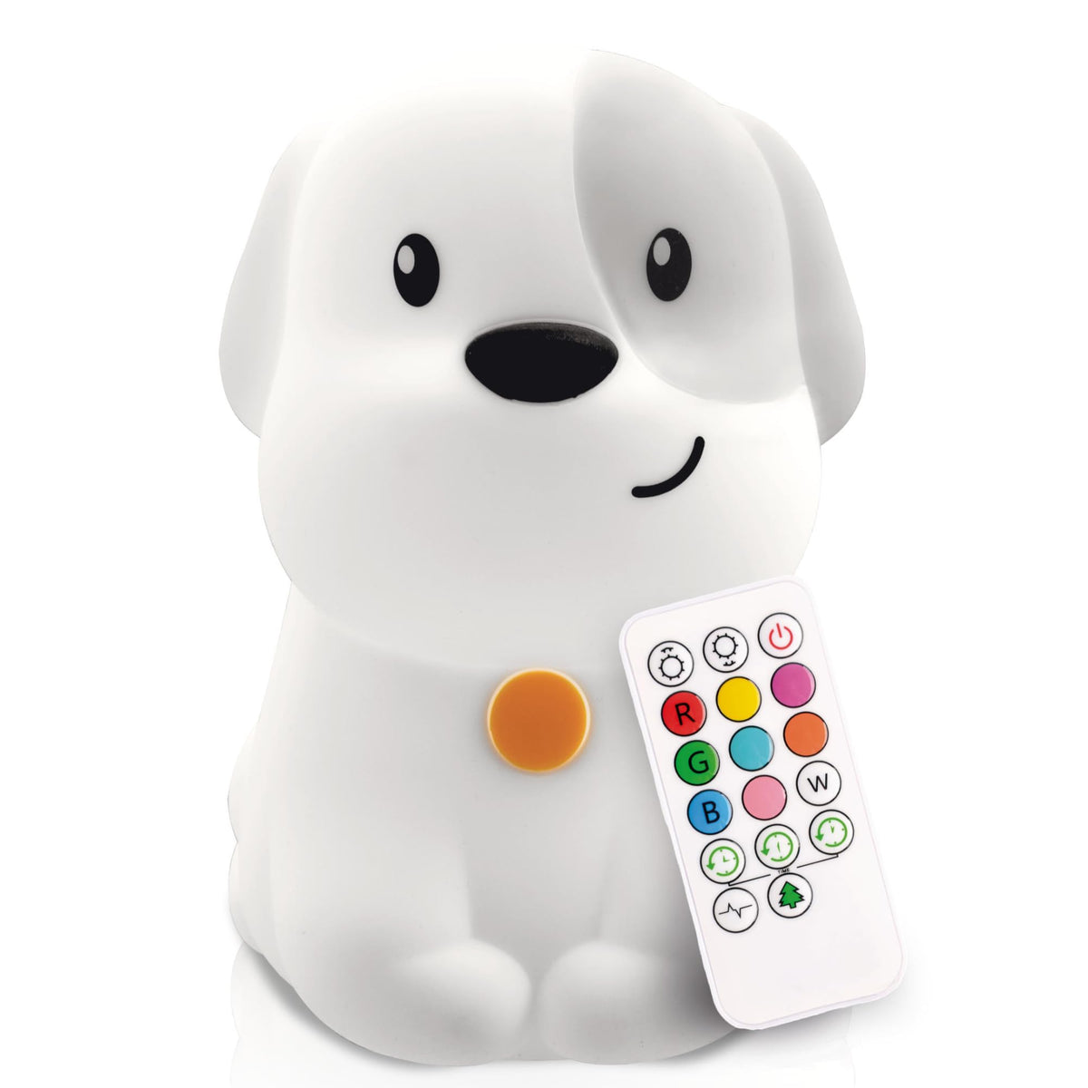 Lumipets Pepper the Puppy night light with remote for color-changing bedtime ambience.