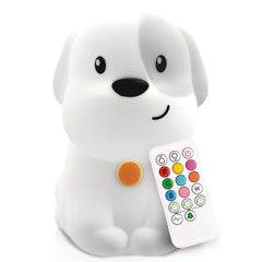 Lumipets Pepper the Puppy night light with remote for color-changing bedtime ambience.
