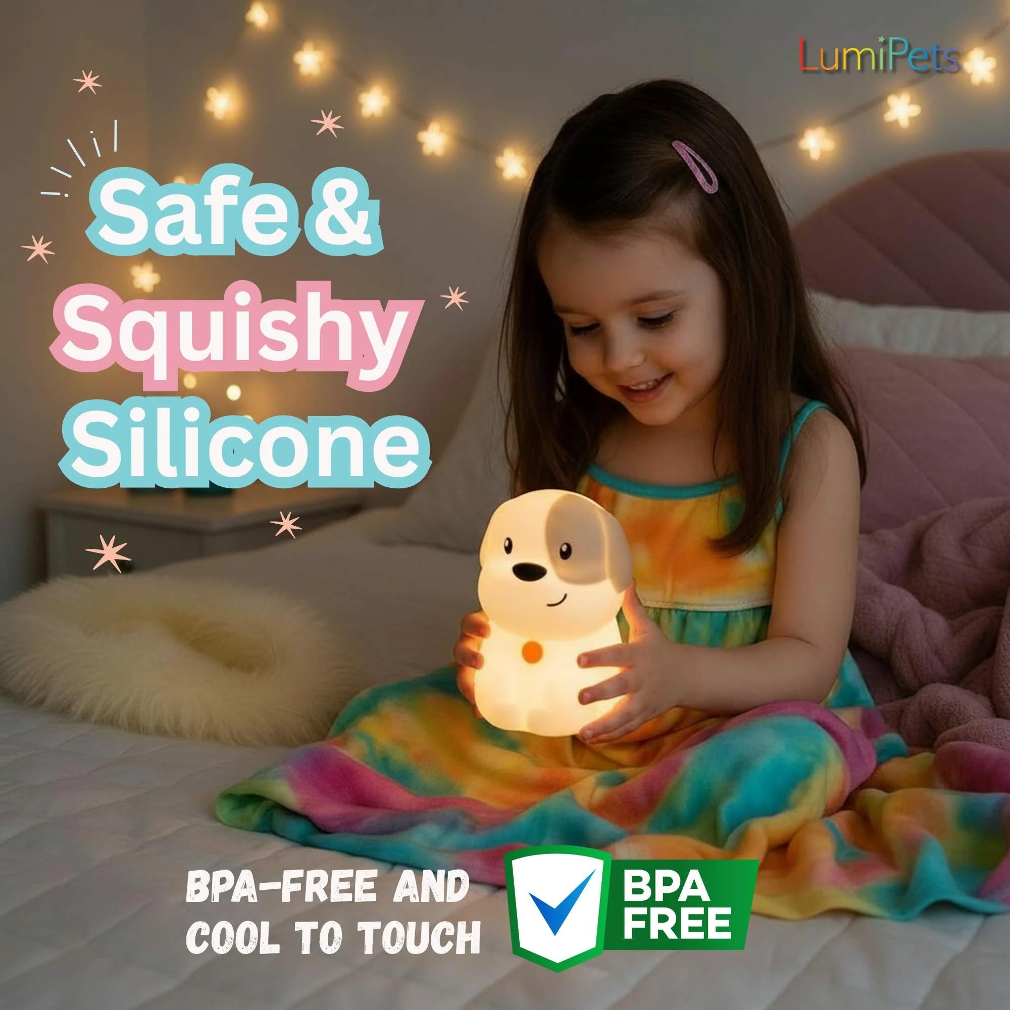 Lumipets Pepper touch activation on the squishy body for quick color switch.