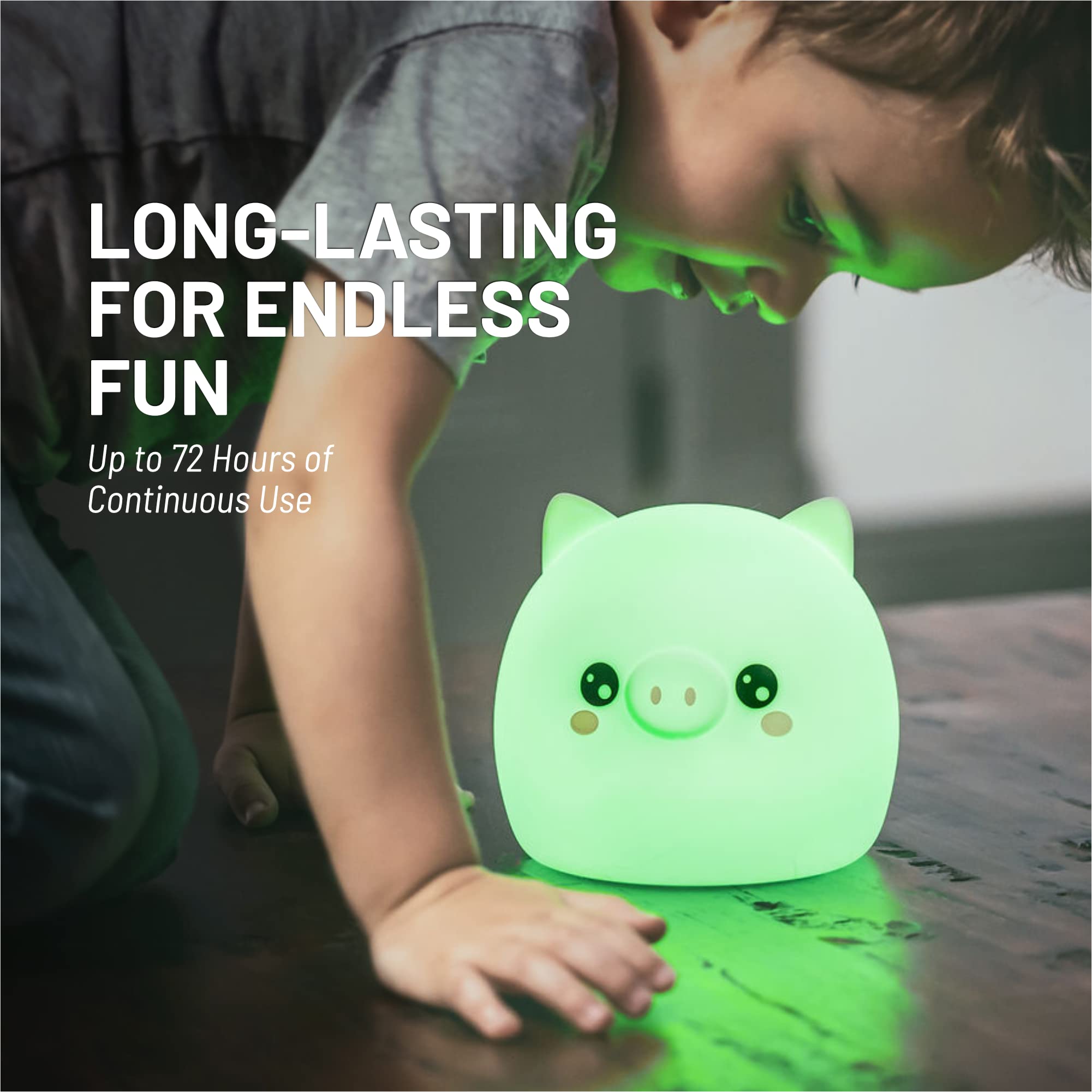 Lumipets Pig Night Light battery-powered option for flexible placement