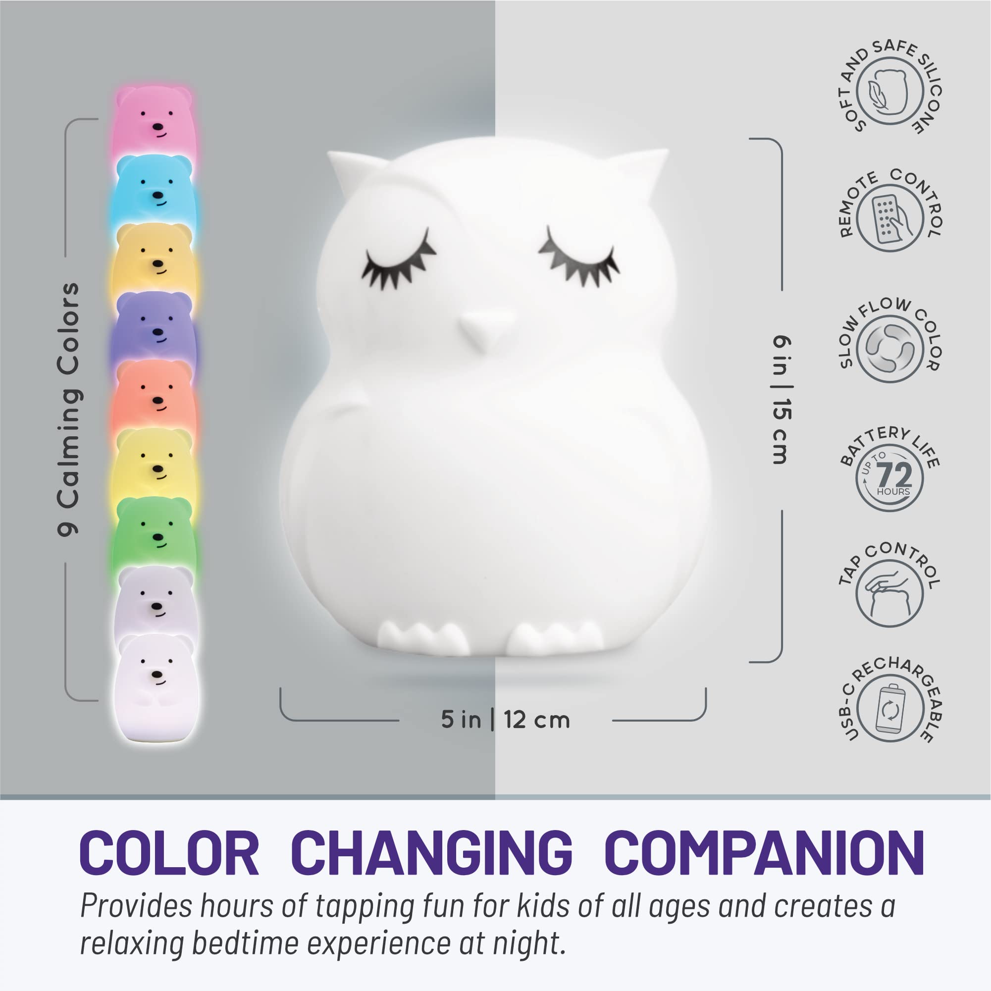 Lumipets USB rechargeable night light for long-lasting bedside glow.