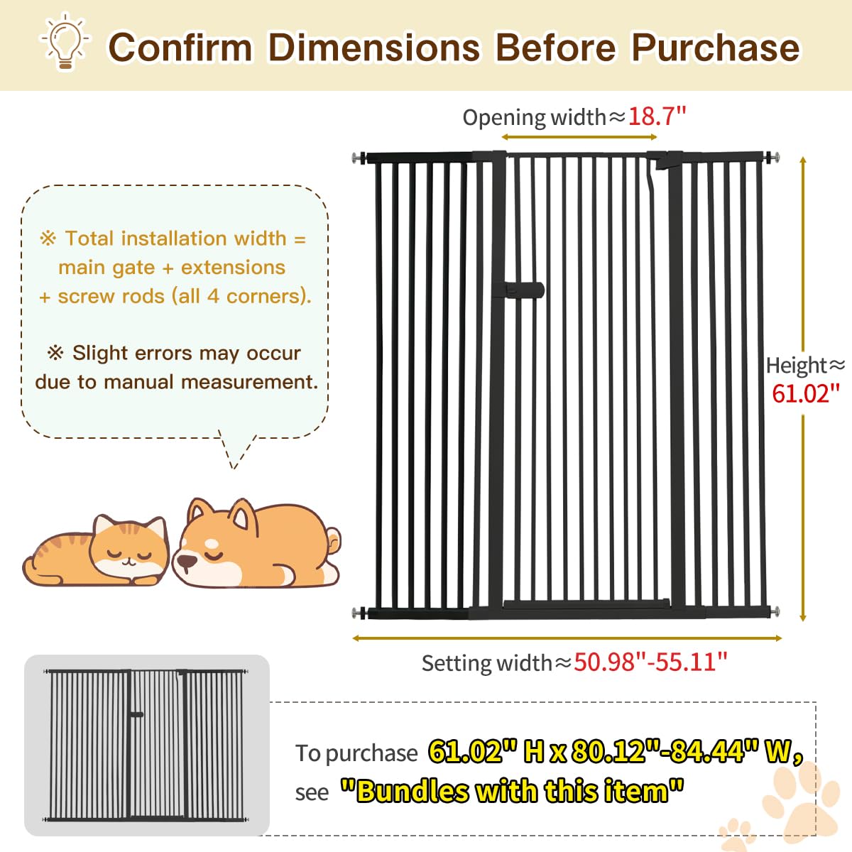 Lumizone cat gate with 1.37-inch gap prevents pets from squeezing through