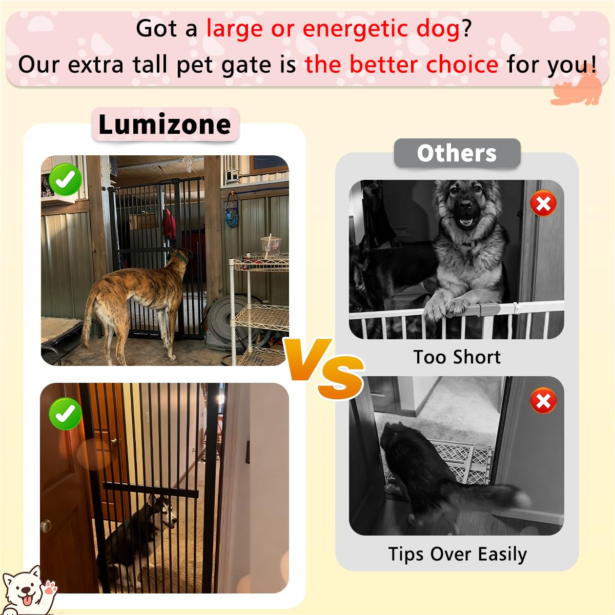 Lumizone double-locking gate adds security against curious paws and small explorers.