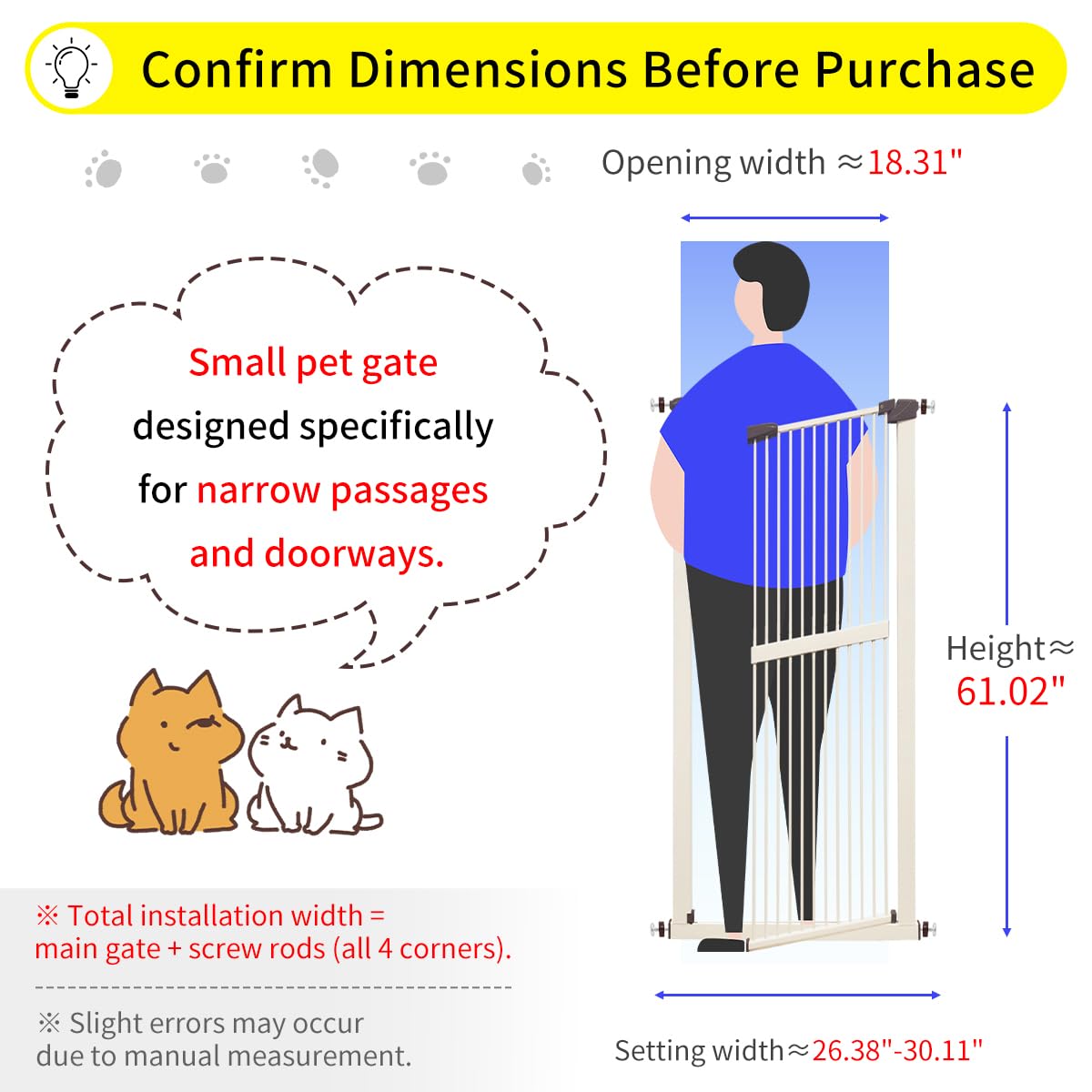 Lumizone cat gate closeup shows the 1.37-inch gap preventing squeezes.