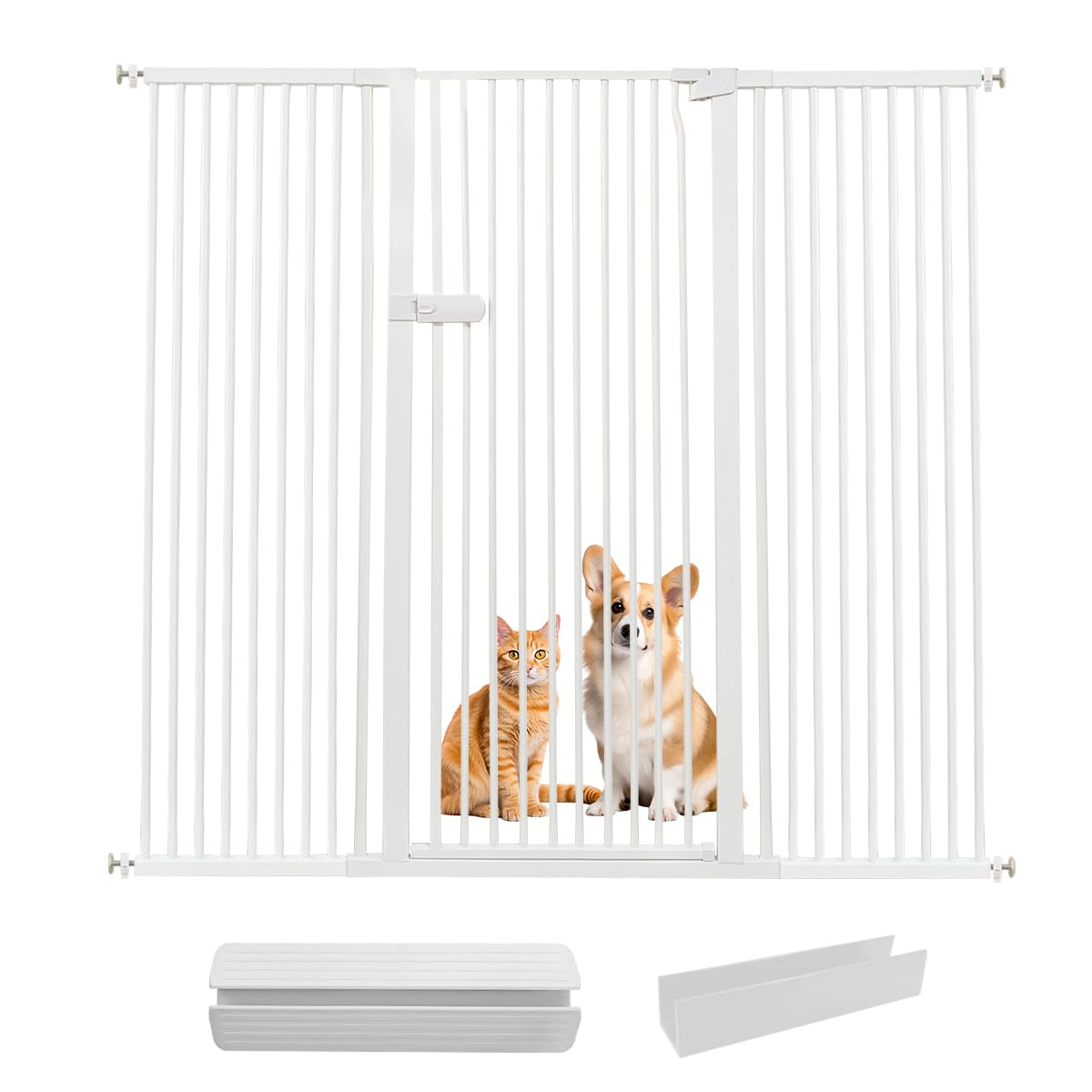 Lumizone extra tall cat gate shows 55.12-inch height to help keep pets contained.