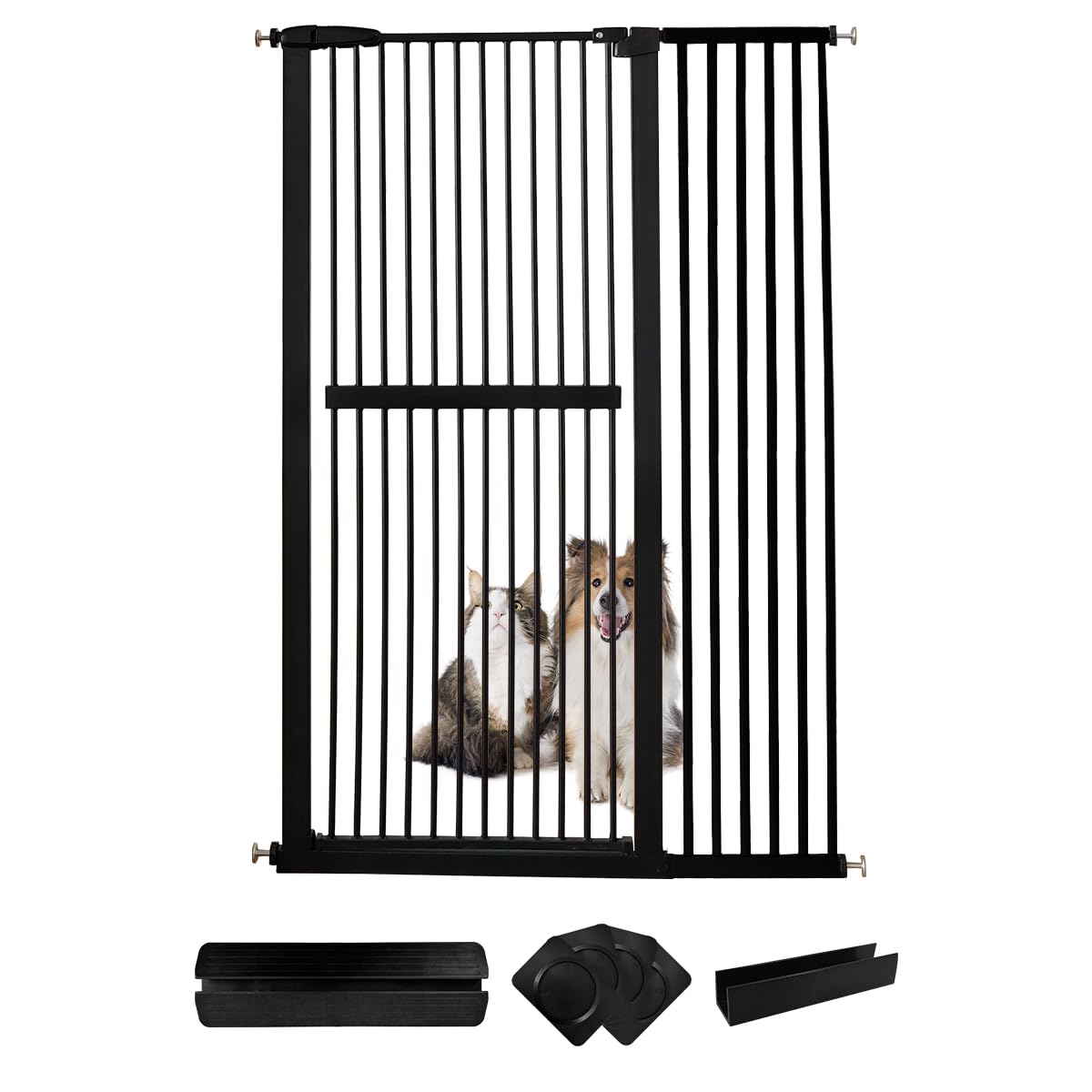 Lumizone extra tall cat gate shows 61-02 inch height for containing active cats