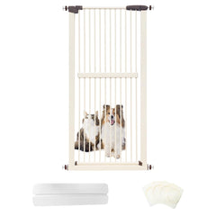 Lumizone extra tall cat gate in-use blocks jumping in doorway for pet safety.