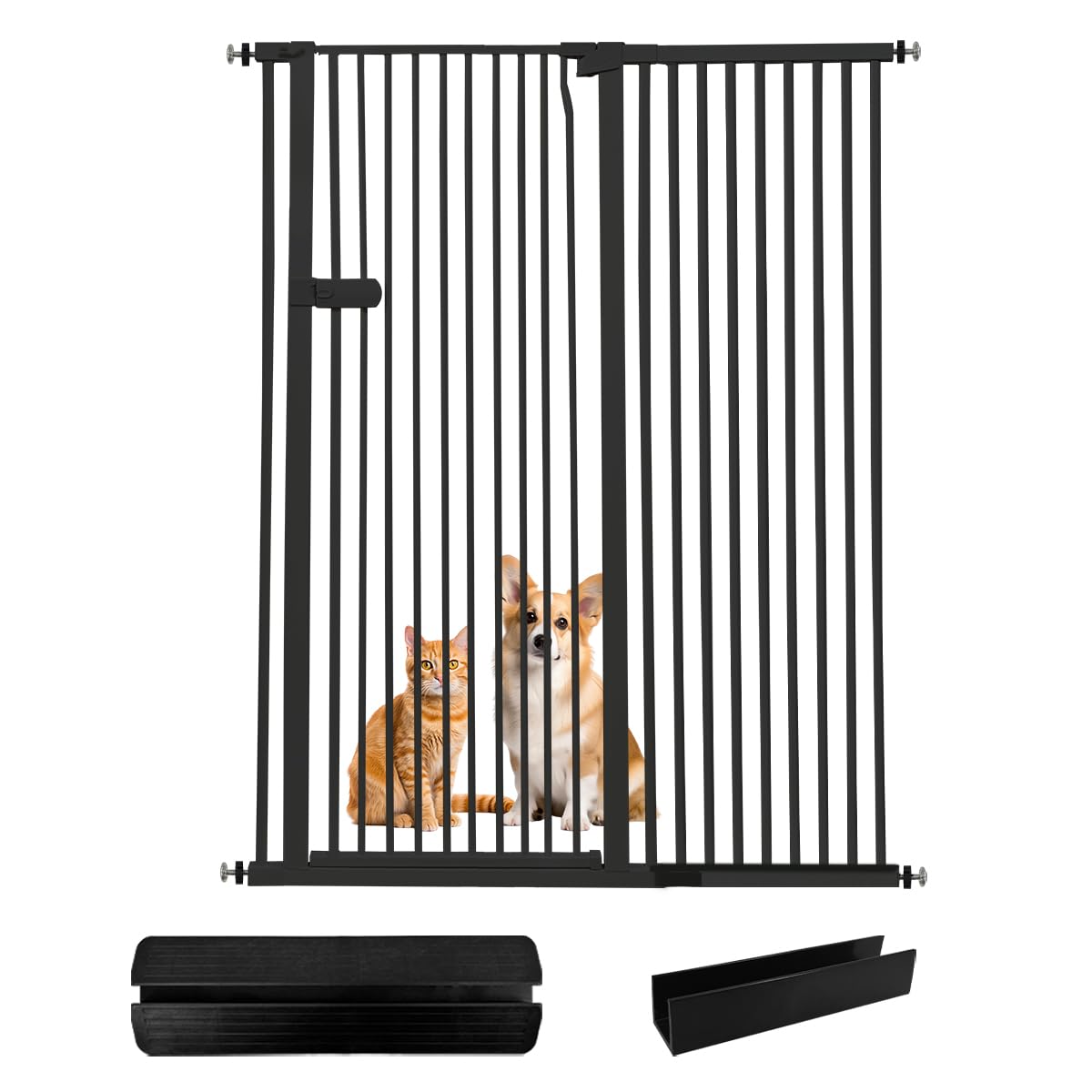 Lumizone extra tall cat gate 61.02 inch height in doorway for secure containment.