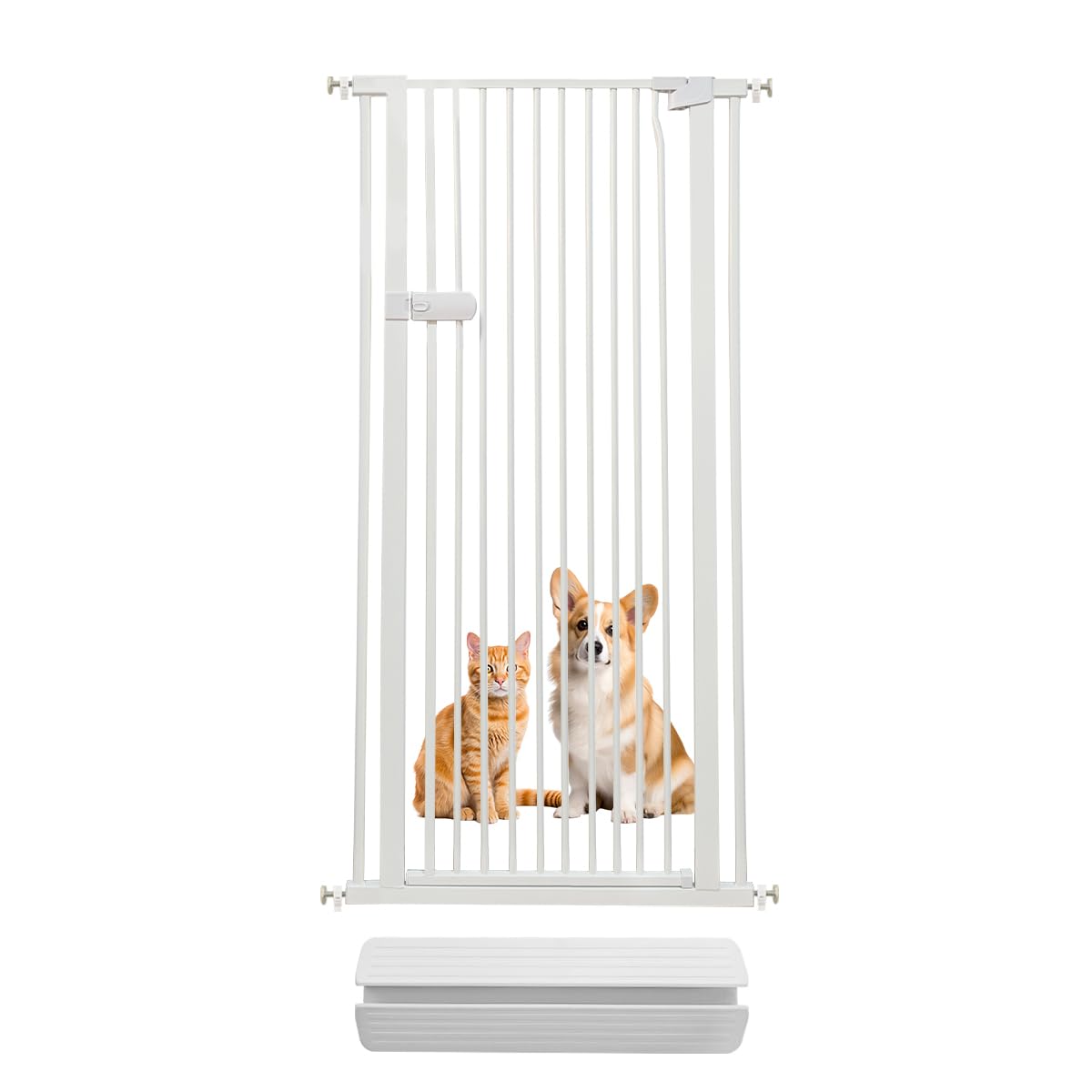 Lumizone extra tall cat gate 61.02 inches keeps pets contained in doorway.
