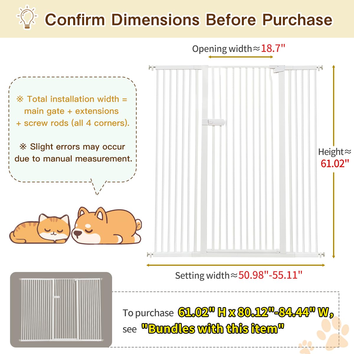 Lumizone Extra Tall Cat Gate pressure-mounted setup image highlights drill-free installation