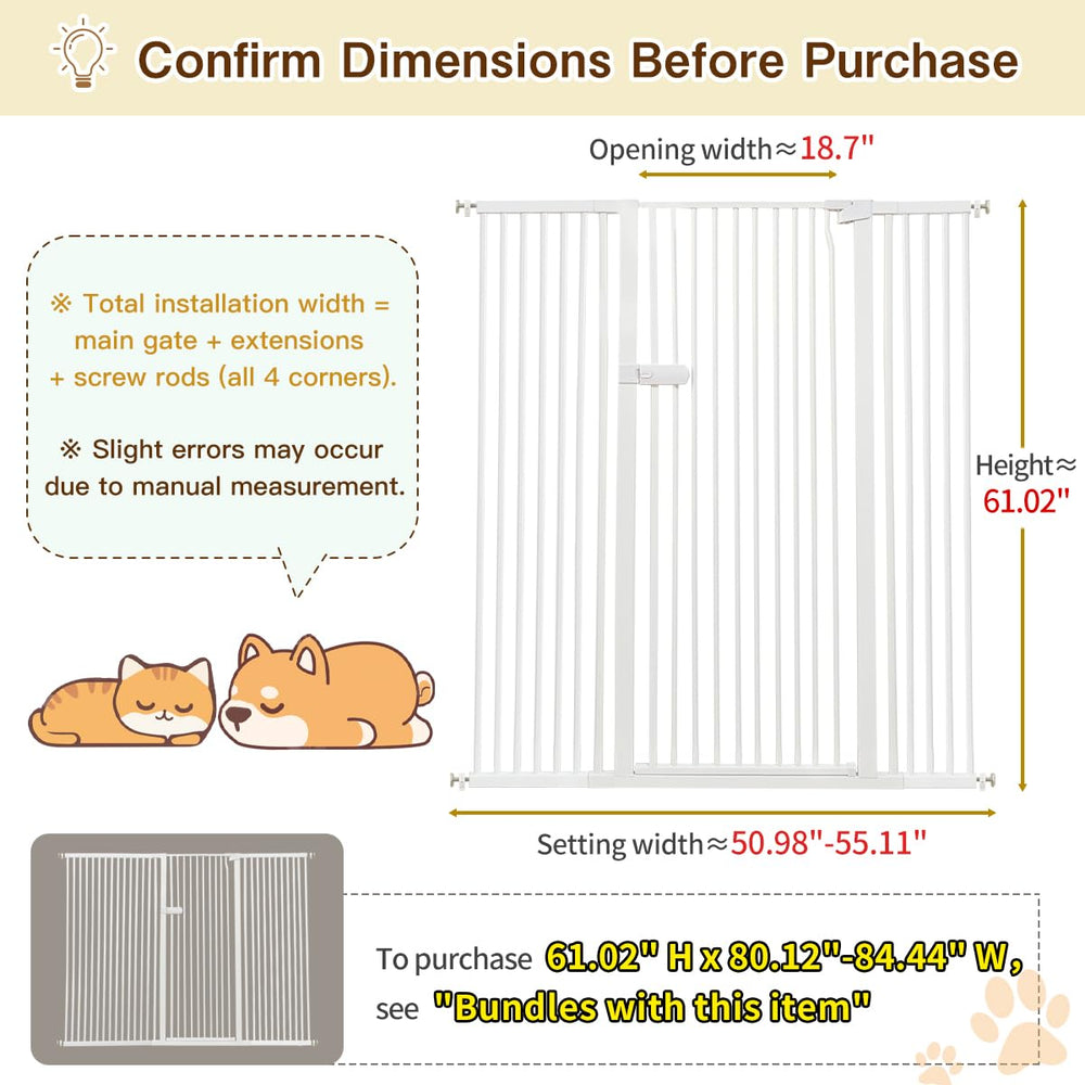 Lumizone Extra Tall Cat Gate pressure-mounted setup image highlights drill-free installation