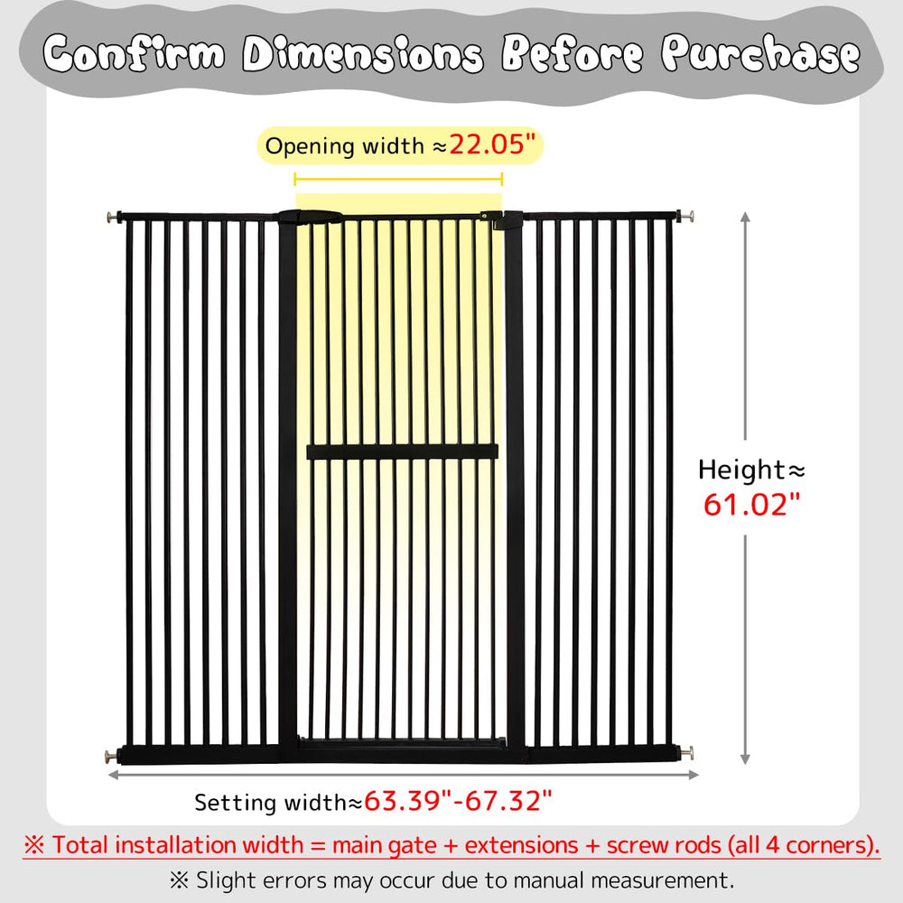 Lumizone extra tall cat gate wide 63.39-67.32in fits large openings