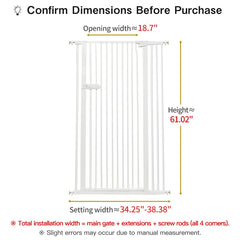 Lumizone gate width adjustment visual showing expandable doorway fit.