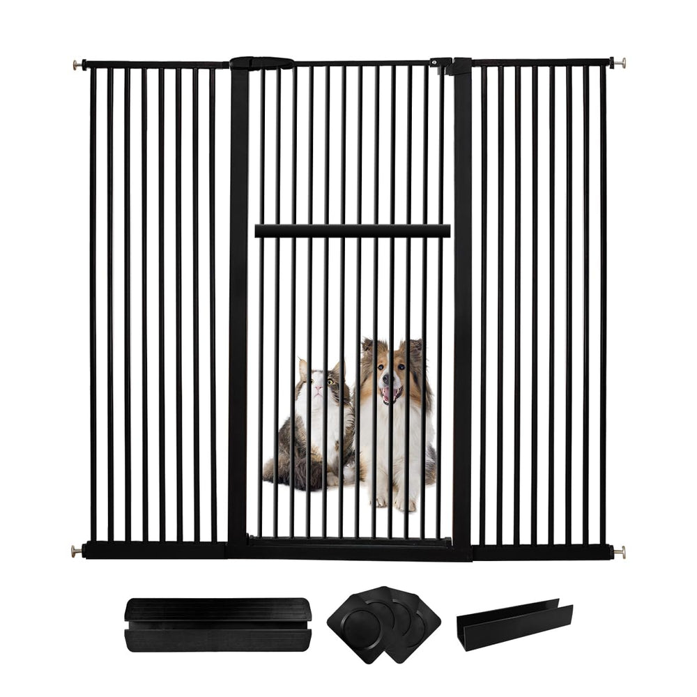 Lumizone extra tall pet gate stands 55.12 inches high for secure containment in busy spaces.