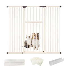 Lumizone extra tall gate 55.12 inches high in cream for stair containment.
