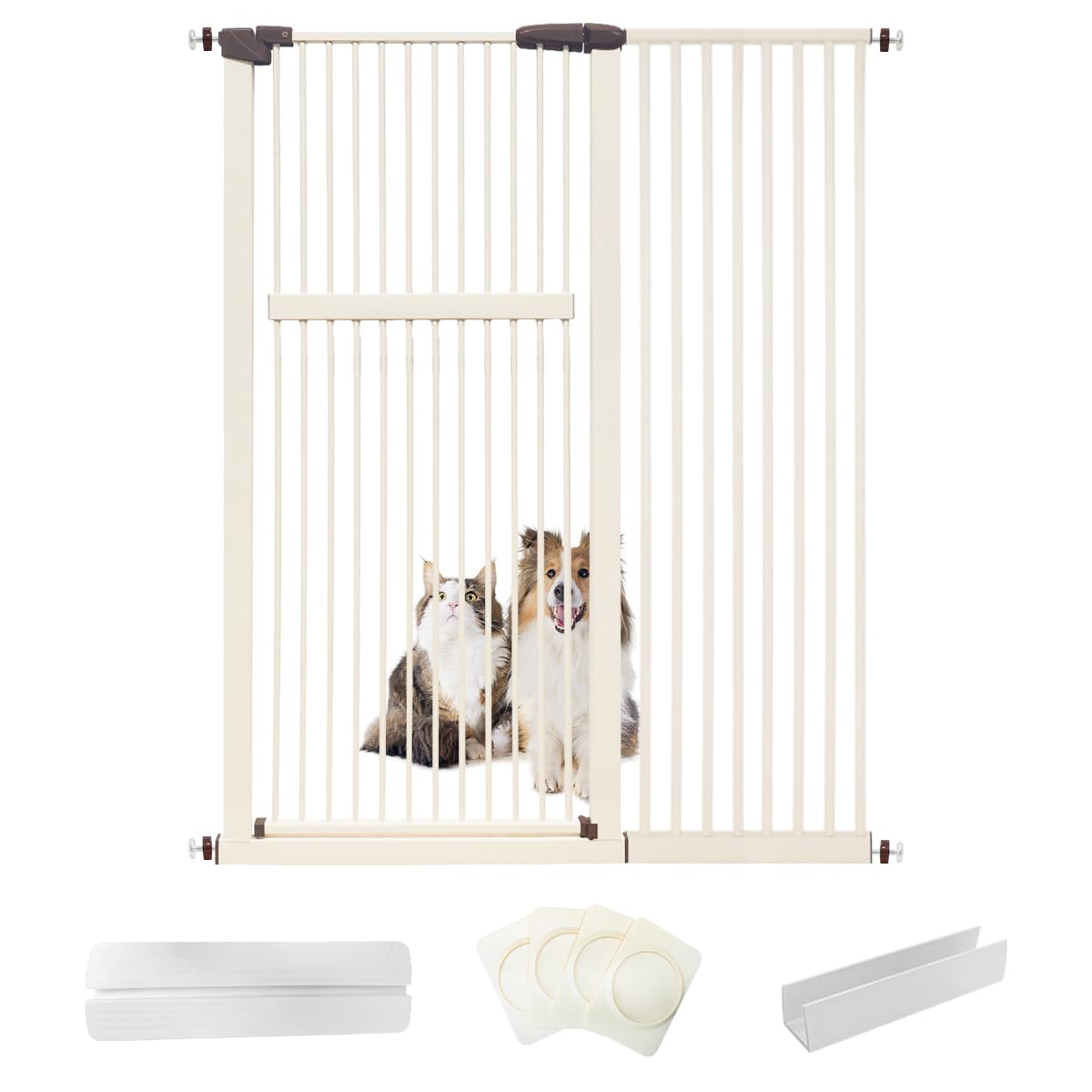 Lumizone extra tall gate 55.12 inches in cream white for doorway containment