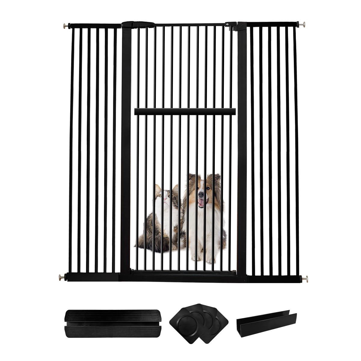 Lumizone extra tall pet gate in doorway preventing escapes and pawing.