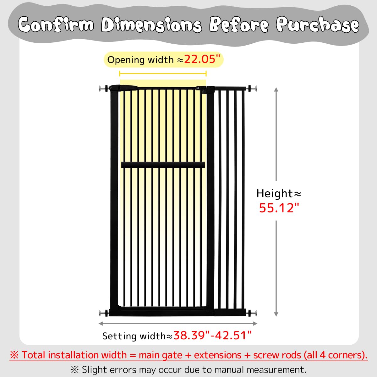 Lumizone gate gap detail highlights 1.37 inch spacing to prevent squeezing.