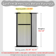 Lumizone gate gap detail highlights 1.37 inch spacing to prevent squeezing.