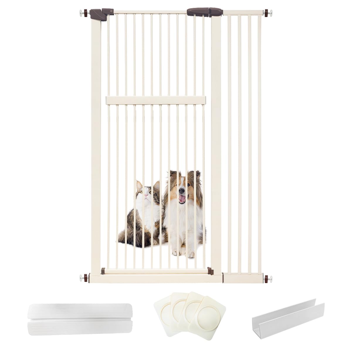 Lumizone extra tall gate close-up shows secure containment for active cats