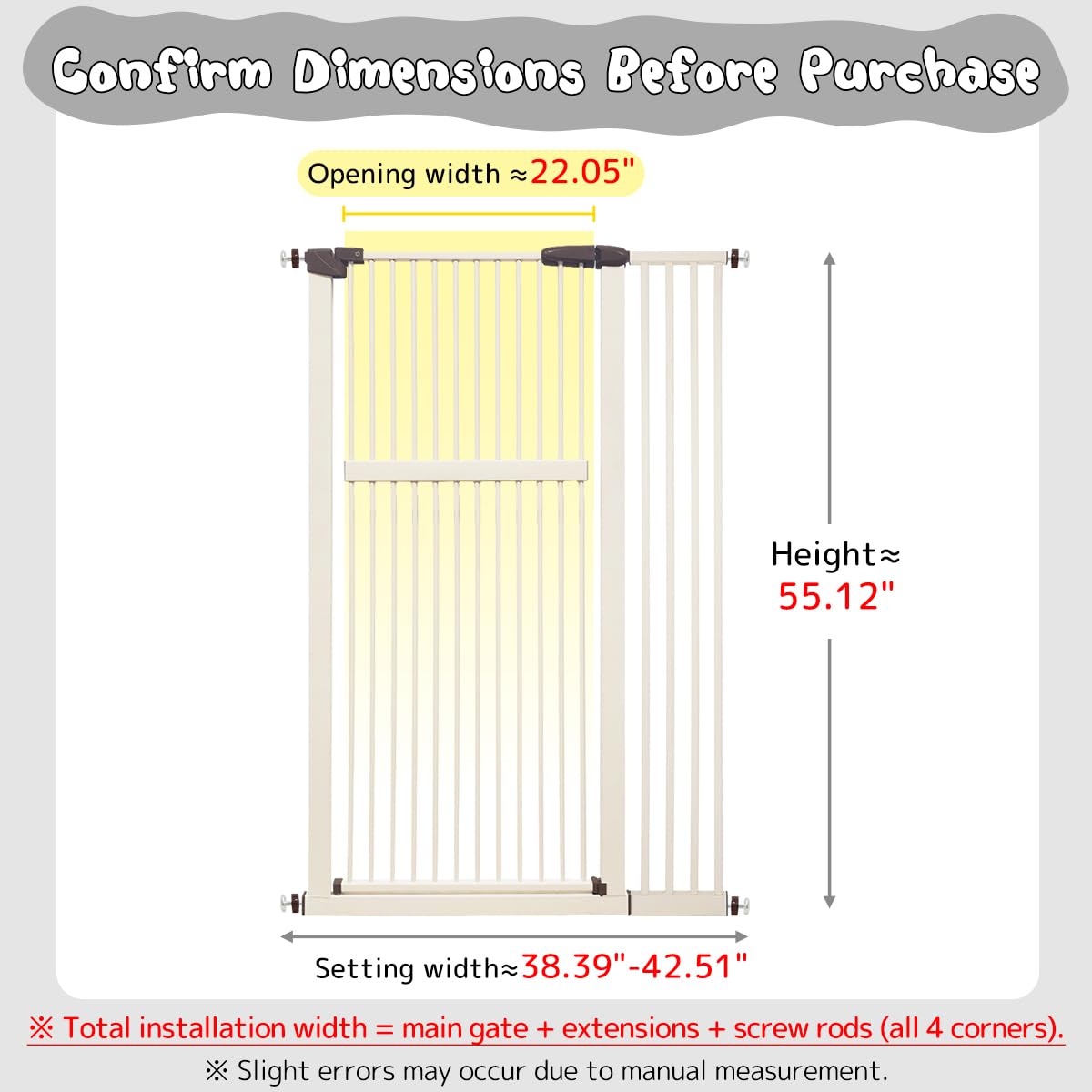 Lumizone wide cream gate demonstrates adjustable width between openings
