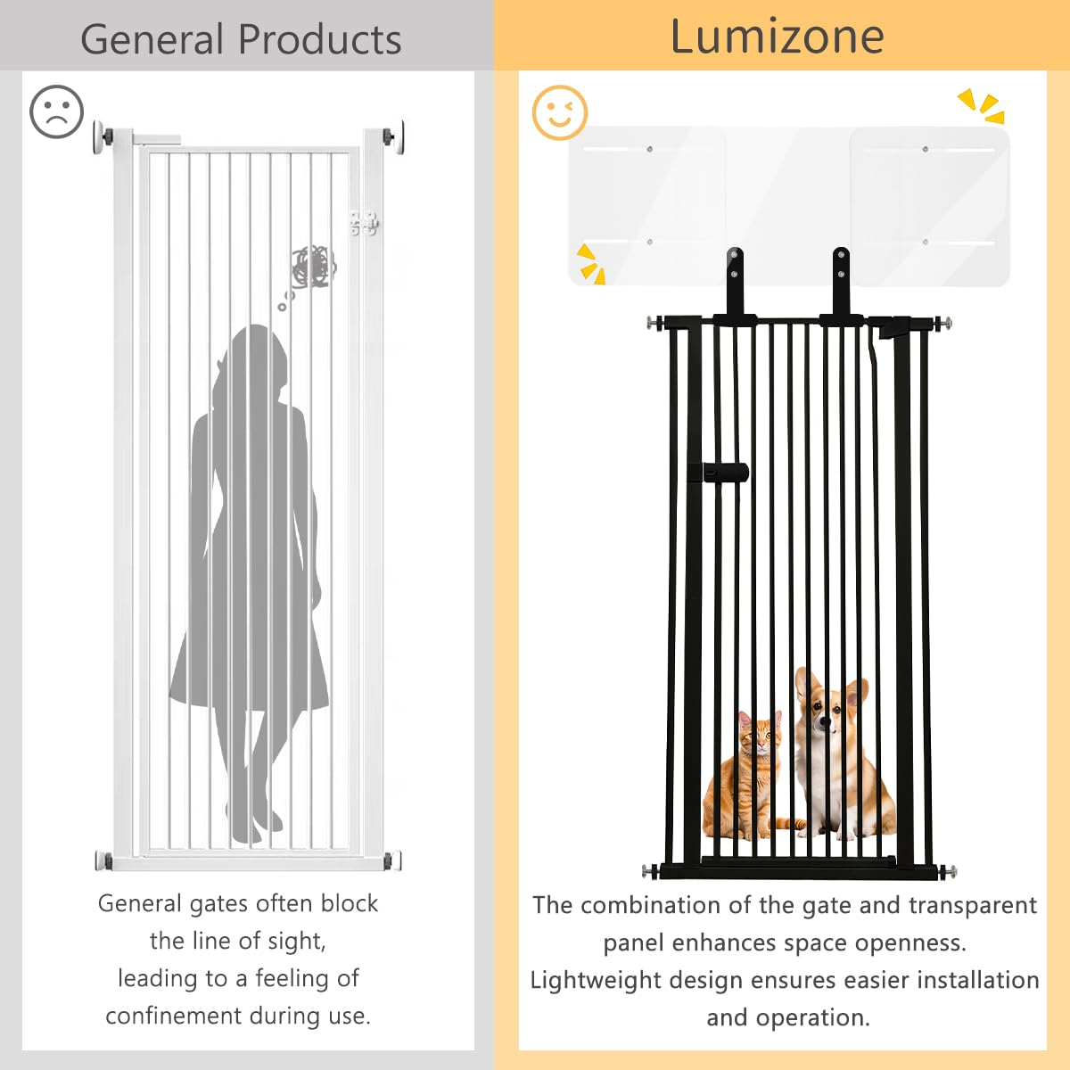 Lumizone pet gate height extension compatibility-check emphasizes exclusive Lumizone gate fit