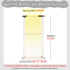 Lumizone pressure-mounted gate installation shows tool-free setup in hallway.
