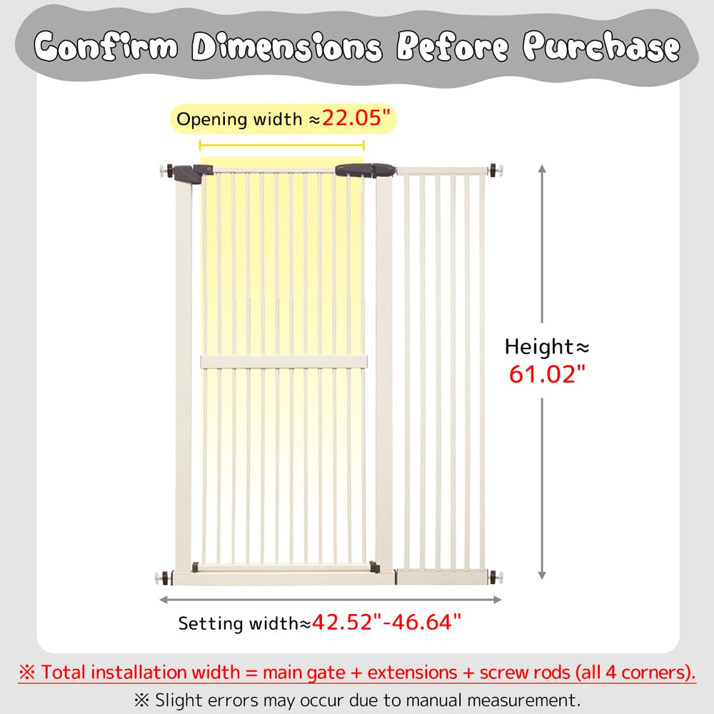 Lumizone wide 42-46-64 inch gate fits multiple doorways.