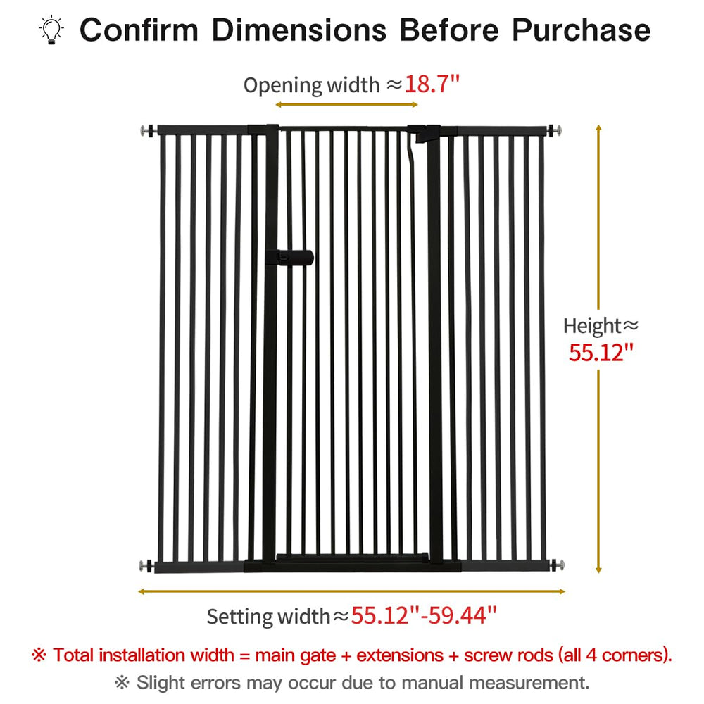 Lumizone gate width 55.12–59.44 inches adapts to doorways and openings.