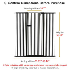 Lumizone gate width 55.12–59.44 inches adapts to doorways and openings.