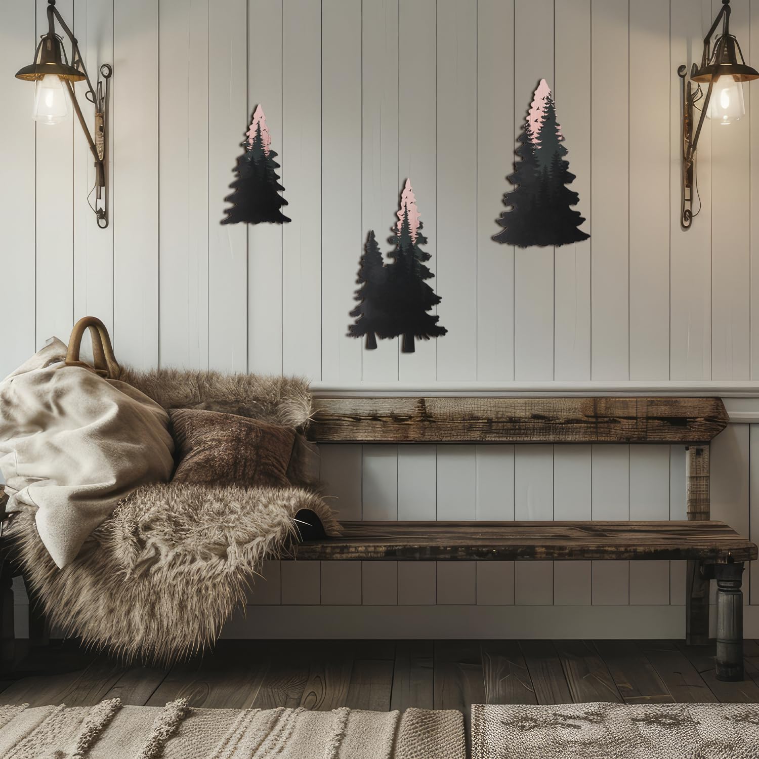 Lumncomfor farmhouse-style pine tree art suits living rooms and hallways.