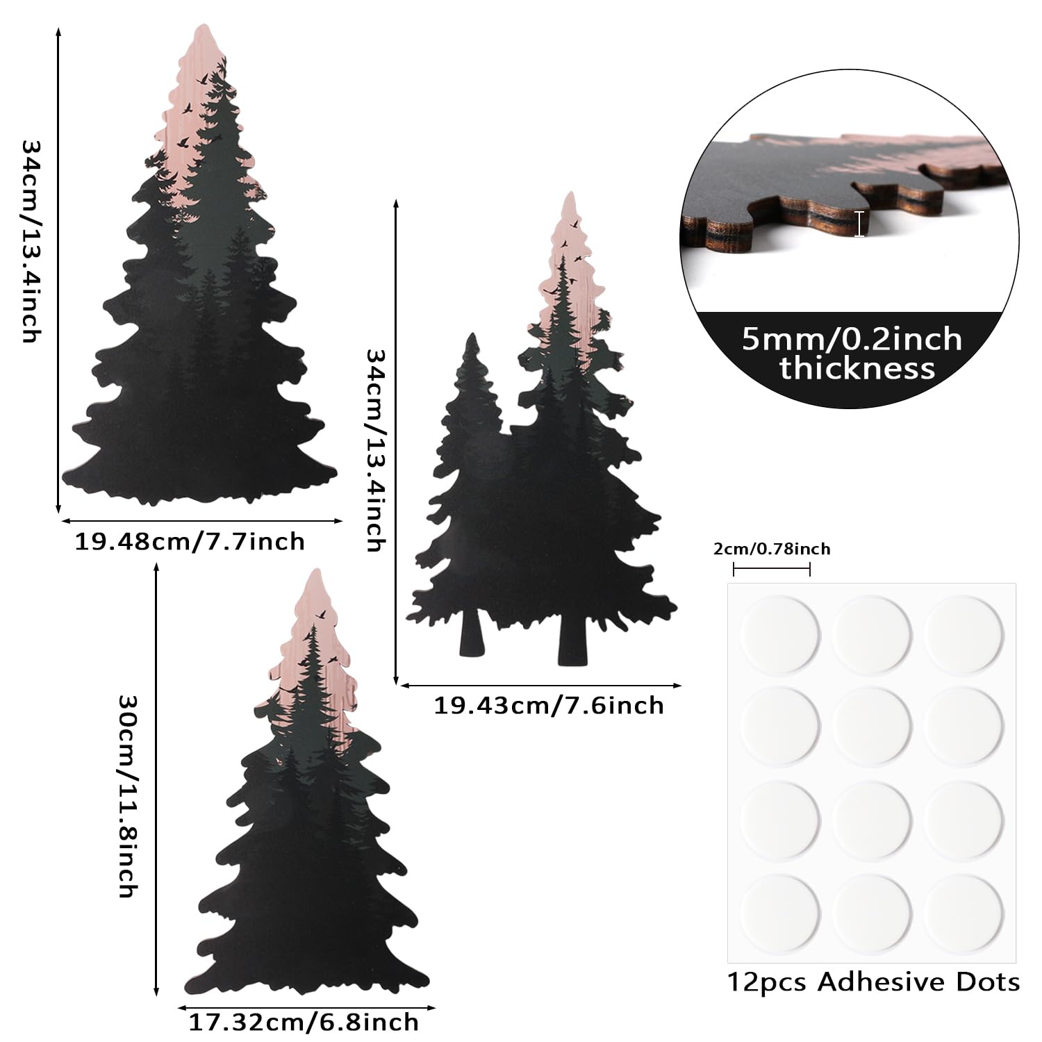 Lumncomfor forest wall art pine trees detail highlighting rustic charm.