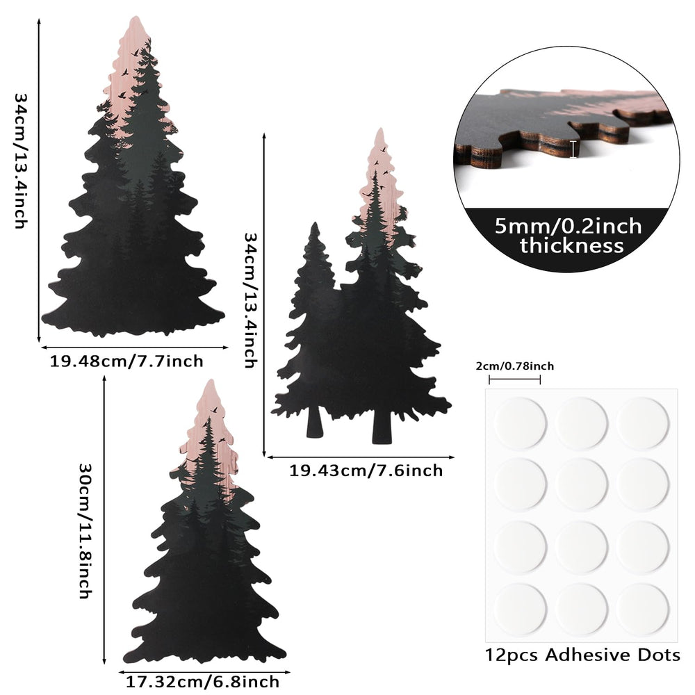 Lumncomfor forest wall art pine trees detail highlighting rustic charm.